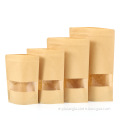 Window Stand Up Ziplock Bag Food Packaging Bag Kraft Paper Pouch Custom